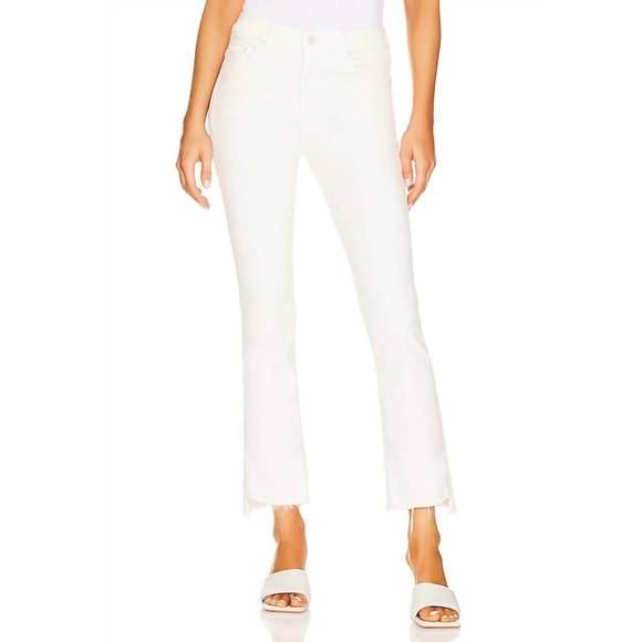 NEW MOTHER insider crop step fray jeans in cream puffs - Picture 1 of 4